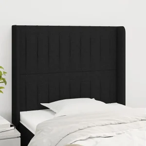 Hoofdbord | Hoofdeinde met randen 103x16x118/128 cm stof zwart Hoofdbord | Hoofdeinde met randen 103x16x118/128 cm stof zwart