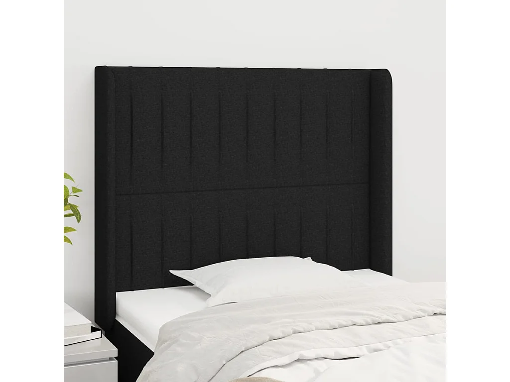 Hoofdbord | Hoofdeinde met randen 103x16x118/128 cm stof zwart