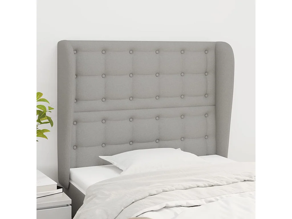 Hoofdbord | Hoofdeinde met randen 93x23x118/128 cm stof lichtgrijs