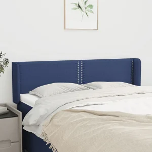 Hoofdbord | Hoofdeinde met randen 147x16x78/88 cm stof blauw Hoofdbord | Hoofdeinde met randen 147x16x78/88 cm stof blauw