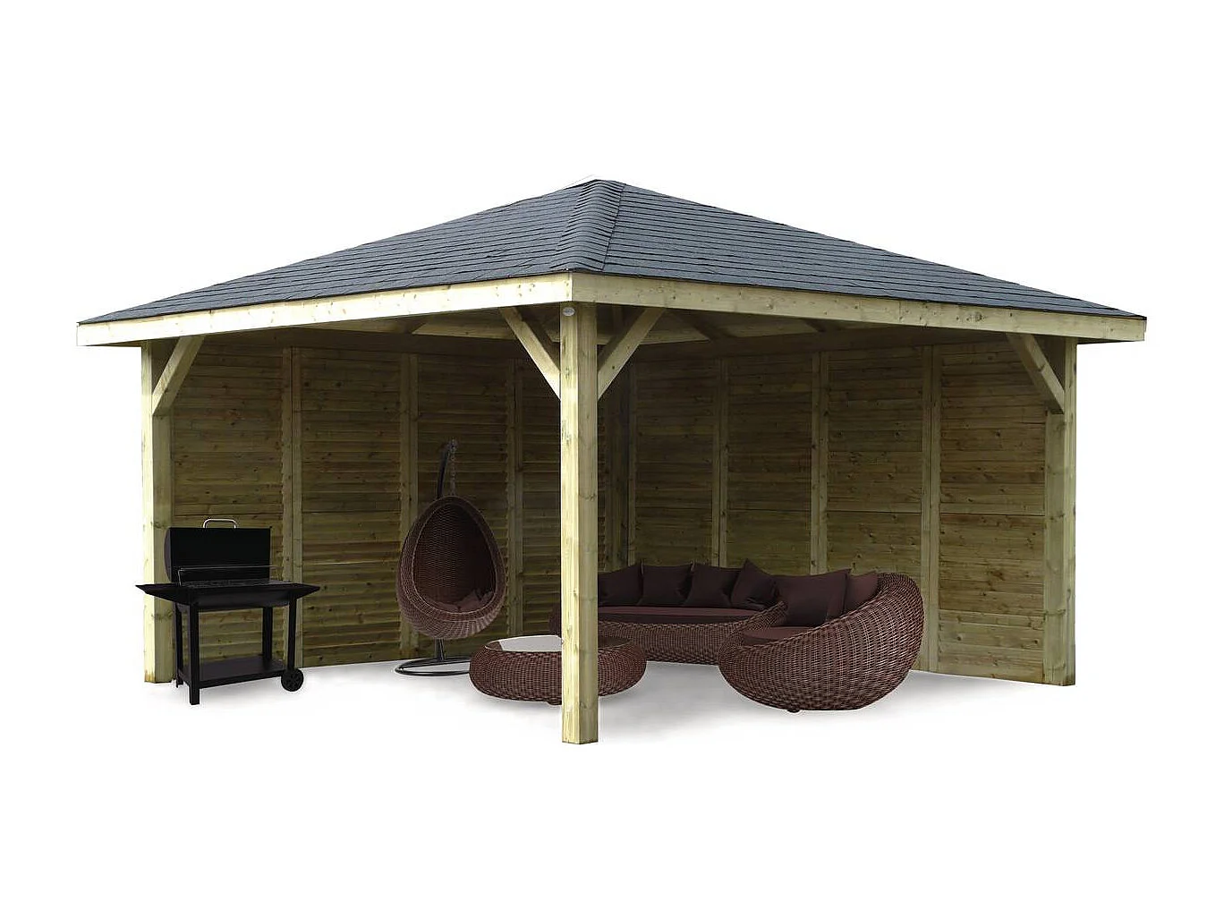 Kiosk Solid Superia Kiosk S7774 - 19,11 m² - Gecertificeerd Noords sparrenhout - Zwarte shingle