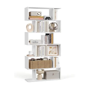 Houten Boekenkast – 6 Niveaus “ Standaardplank “ Vrijstaande Kast – Boekenrek – Boekenkasten