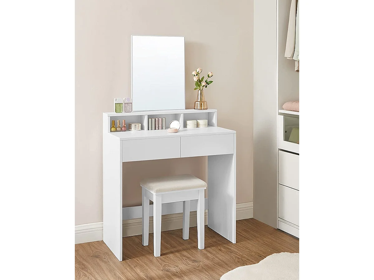 Kaptafel Bobbel Home - Wit - Met 2 lades en 3 open vakken