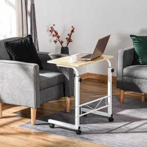 In hoogte verstelbare bijzettafel – Mobil met wielen en remmen, C-tafel van spaanplaat en staal, veelzijdig inzetbaar In hoogte verstelbare bijzettafel – Mobil met wielen en remmen, C-tafel van spaanplaat en staal, veelzijdig inzetbaar