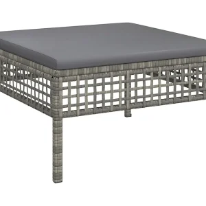 Karlee Joy Tuinvoetenbank met kussen poly rattan grijs Karlee Joy Tuinvoetenbank met kussen poly rattan grijs