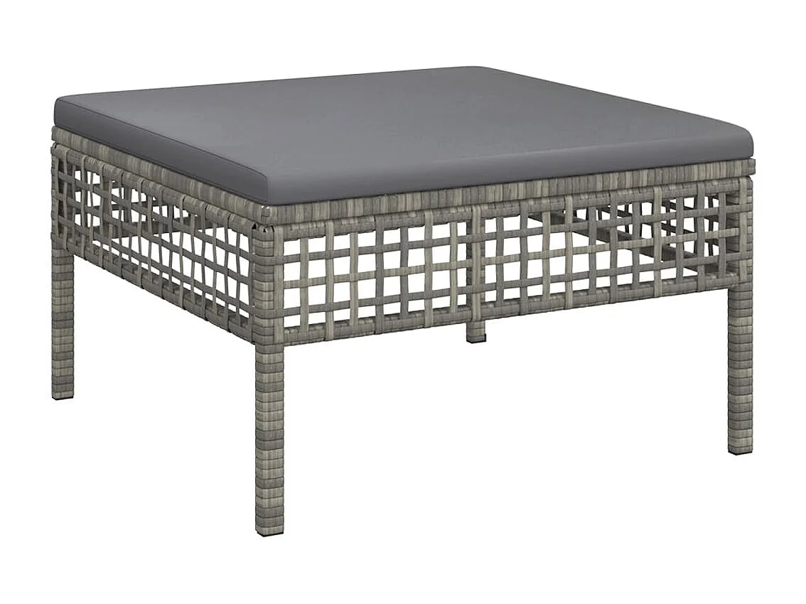Karlee Joy Tuinvoetenbank met kussen poly rattan grijs