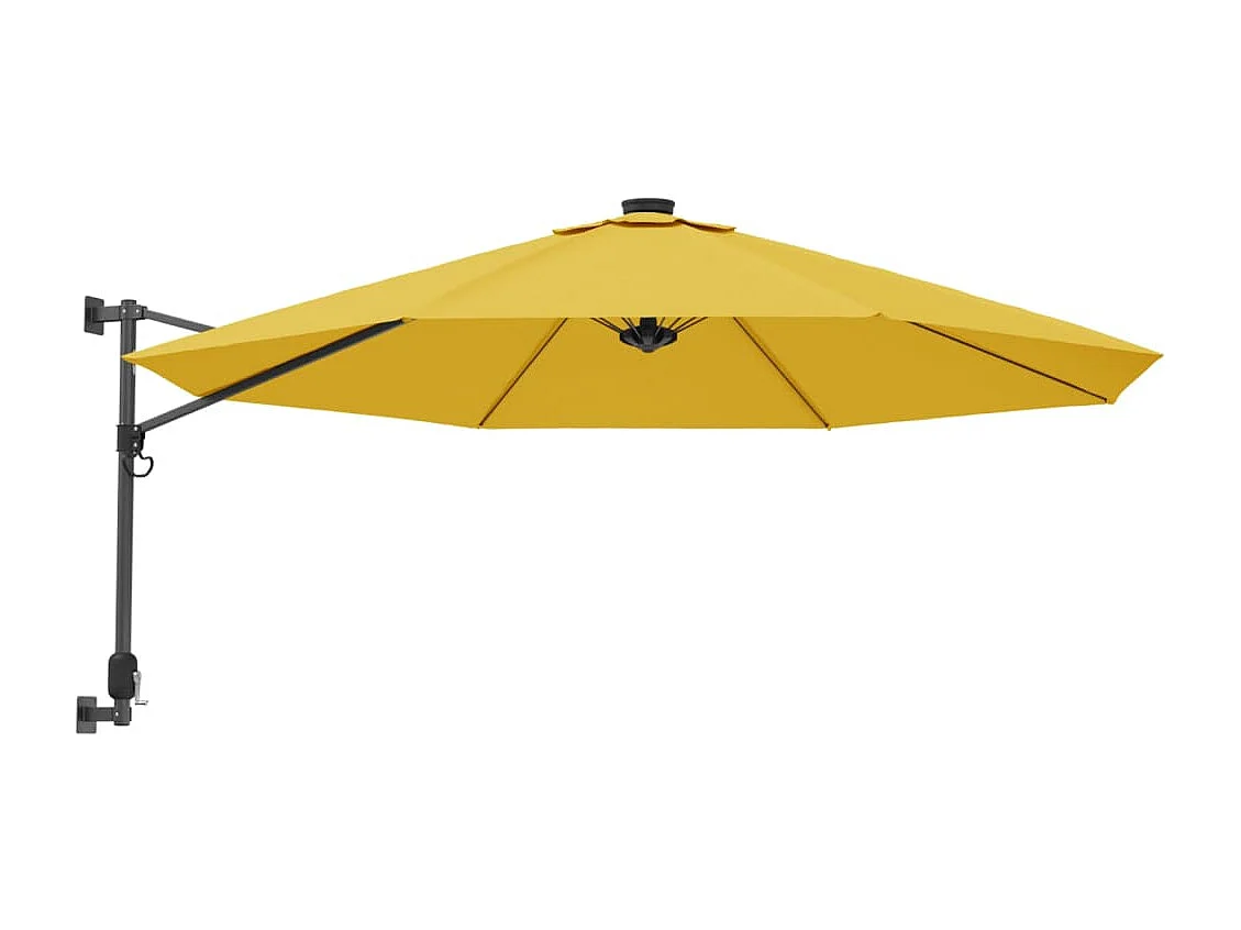 Jorikur Wandparasol met LEDs 290 cm geel