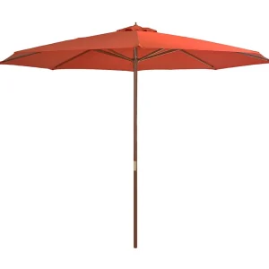 Hollywood Parasol met houten paal 350 cm terracottakleurig Hollywood Parasol met houten paal 350 cm terracottakleurig