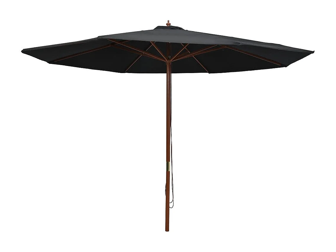 Hollywood Parasol met houten paal 350 cm zwart