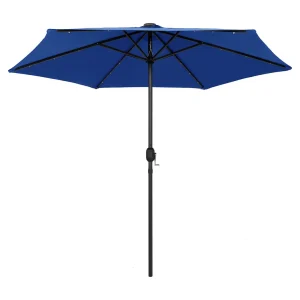 Jenine Parasol met LED-verlichting en aluminium paal 270 cm azuurblauw Jenine Parasol met LED-verlichting en aluminium paal 270 cm azuurblauw