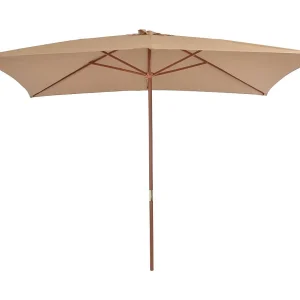 Isabel María Parasol met houten paal 200×300 cm taupe Isabel María Parasol met houten paal 200×300 cm taupe