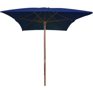 Isabel María Parasol met houten paal 200×300 cm blauw Isabel María Parasol met houten paal 200×300 cm blauw