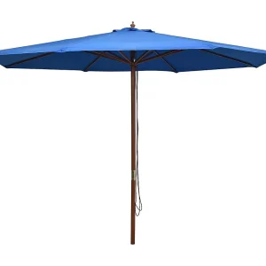Hollywood Parasol met houten paal 350 cm blauw Hollywood Parasol met houten paal 350 cm blauw