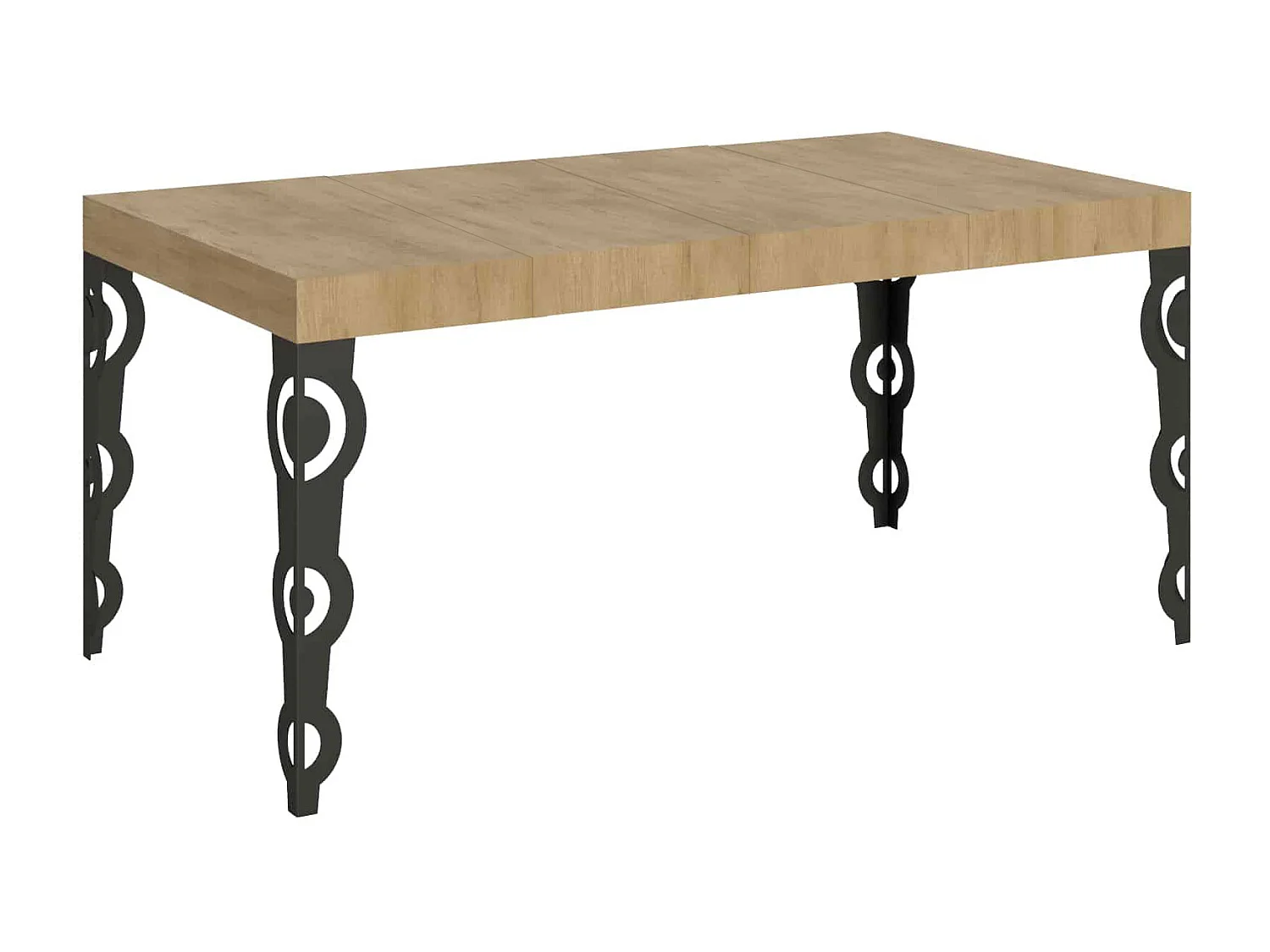 Karamay Premium uitschuifbare tafel 120/380x90 cm naturel eiken antraciet poten
