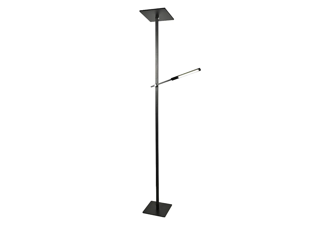 Ideal - Zwarte LED vloerlamp in metaal H.180 cm Fabas Luce - 2 lampen van 40W en 8W met geïntegreerde LED 3000K
