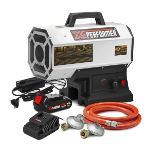 Hybride gasverwarming X-Performer 20V/230V – 9 tot 20 kW – met 2Ah batterij en 1u snellader Hybride gasverwarming X-Performer 20V/230V – 9 tot 20 kW – met 2Ah batterij en 1u snellader