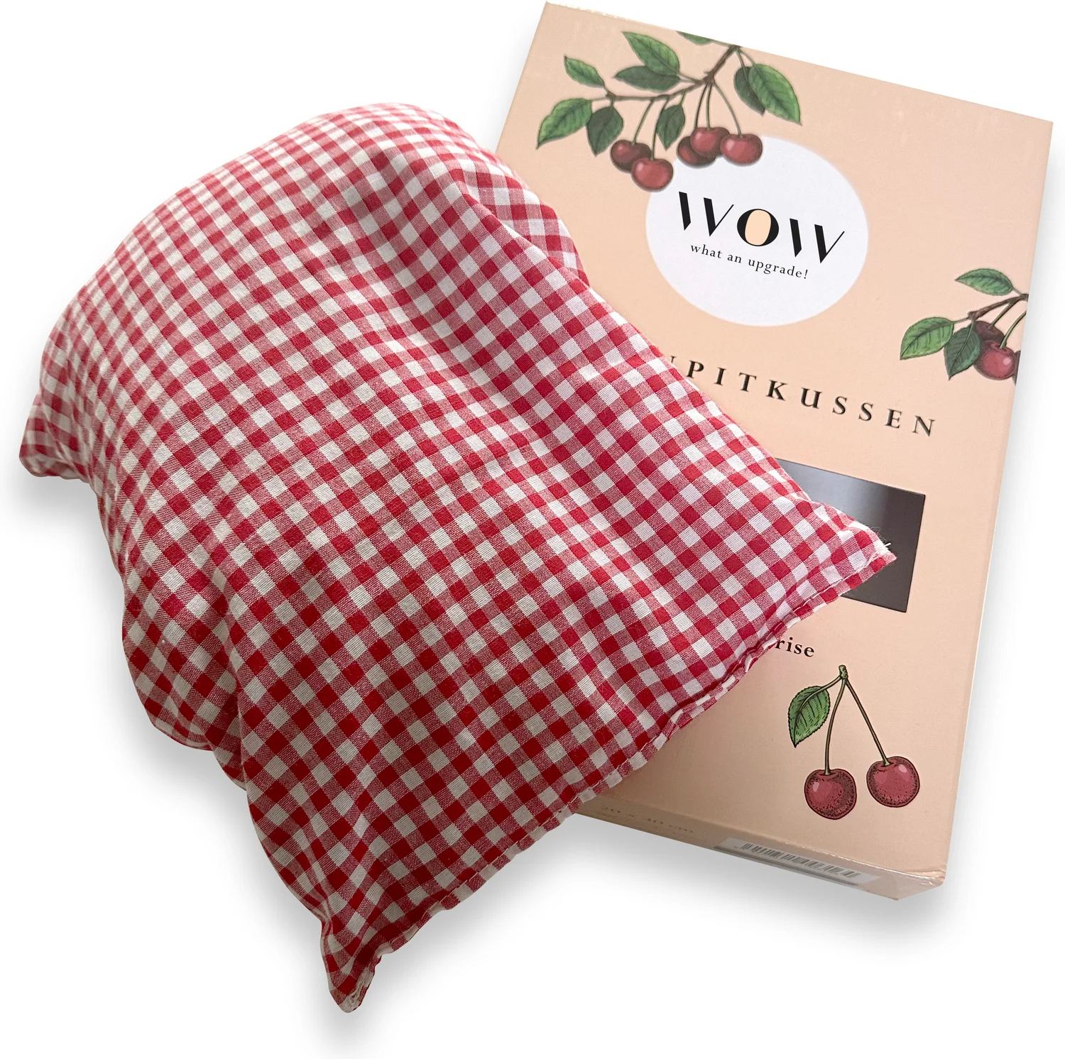 WOW kersenpitkussen rood / wit 30 x 20 x 3 cm