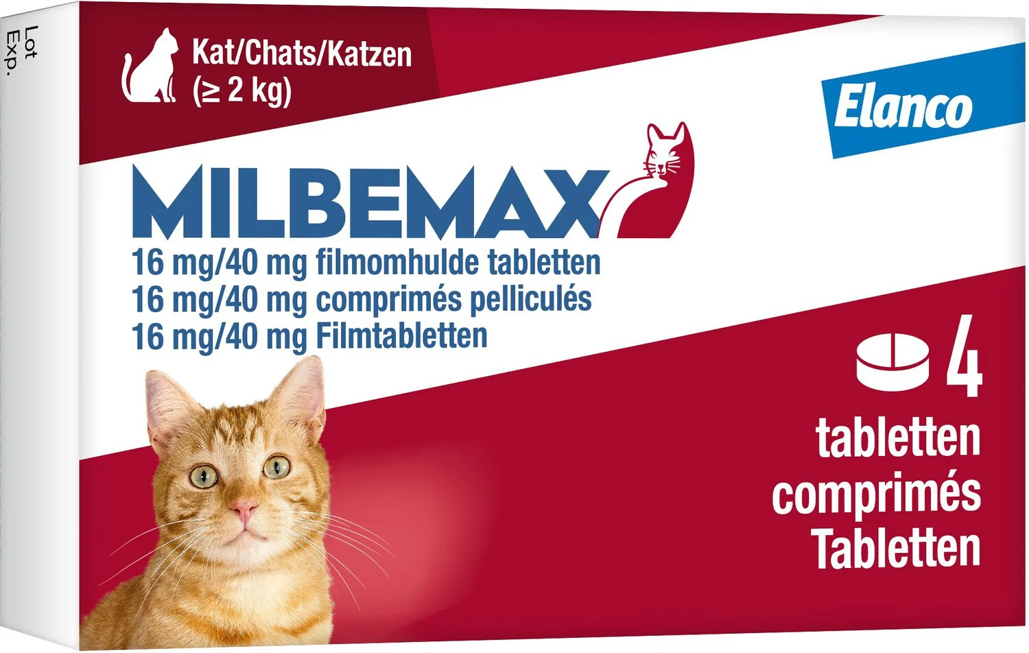 Milbemax ontwormingsmiddel kat groot 4-8 kg 4 stuks