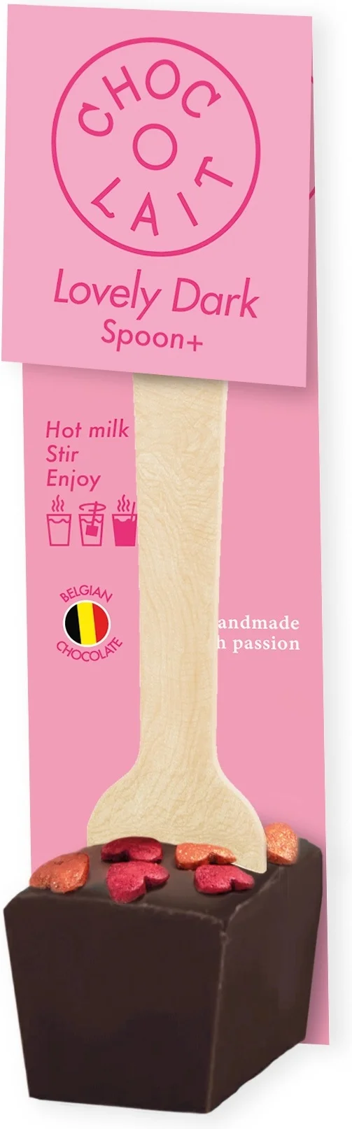 MoMe choco spoon puur met hartjes 35 gr