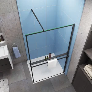 Ideale keuze voor de badkamer-inloopdouche 140x200cm-8mm easy clean glas met zwarte zeefdruk-planchet-Stabilisatiestangen 70-120cm mat zwart Ideale keuze voor de badkamer-inloopdouche 140x200cm-8mm easy clean glas met zwarte zeefdruk-planchet-Stabilisatiestangen 70-120cm mat zwart