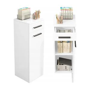 KANTOORREK MET LADE, PLANKEN, PAAL, STAANDE KAST, WIT, LOFT 85 CM KANTOORREK MET LADE, PLANKEN, PAAL, STAANDE KAST, WIT, LOFT 85 CM