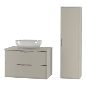 Kasjmier badkamerset 80 cm Kast met wastafelblad Delica-kolom Kasjmier badkamerset 80 cm Kast met wastafelblad Delica-kolom