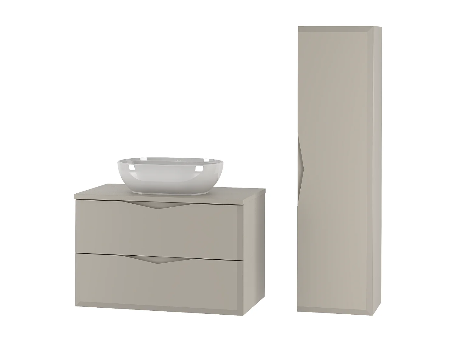 Kasjmier badkamerset 80 cm Kast met wastafelblad Delica-kolom