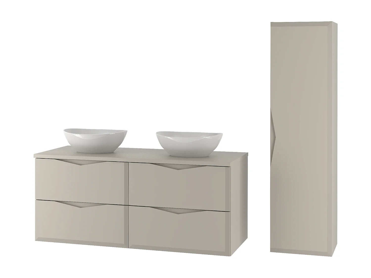 Kasjmier badkamerset 120 cm Kast met wastafelblad Delica-kolom