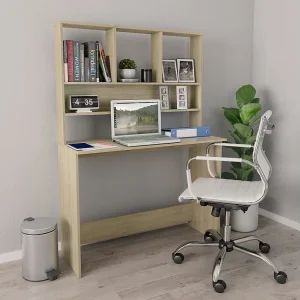 Jomala Bureau met schappen 110x45x157cm bewerkt hout sonoma eikenkleur Jomala Bureau met schappen 110x45x157cm bewerkt hout sonoma eikenkleur