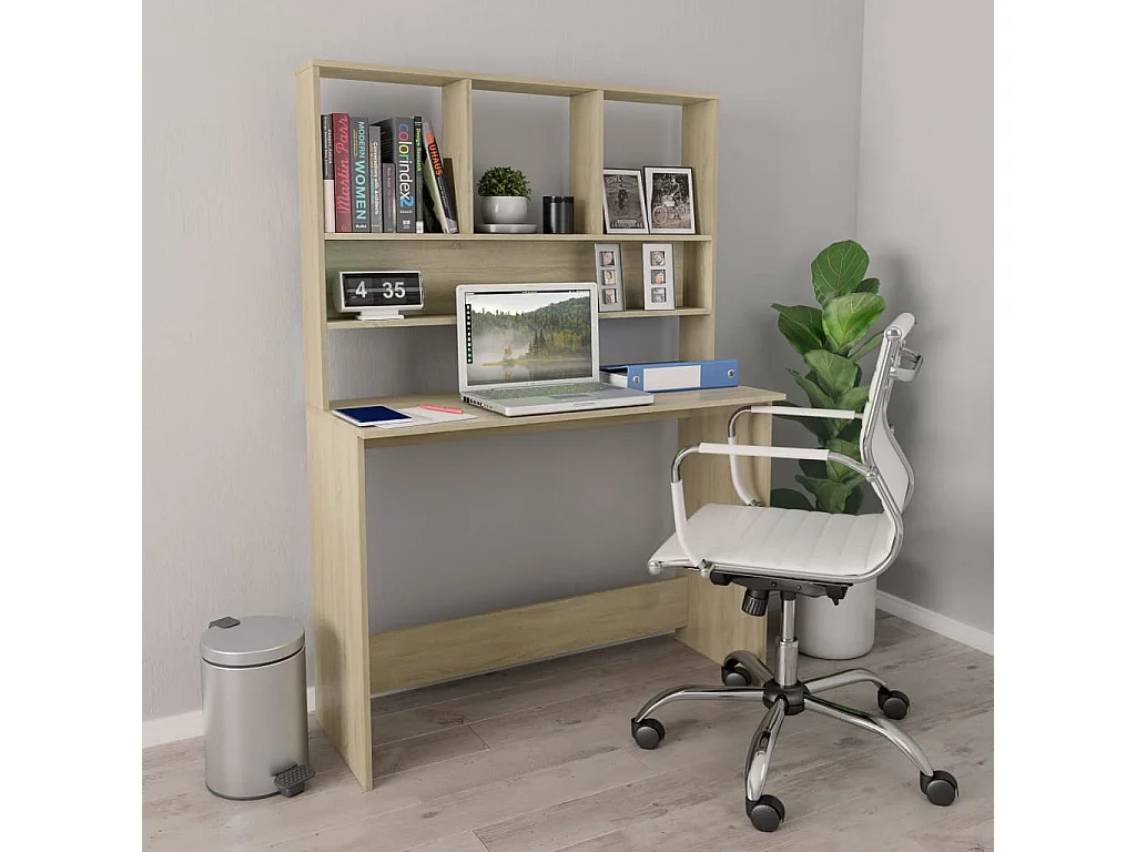 Jomala Bureau met schappen 110x45x157cm bewerkt hout sonoma eikenkleur