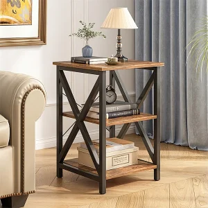 Industriële vierkante houten salontafel retro plank loft kast Industriële vierkante houten salontafel retro plank loft kast