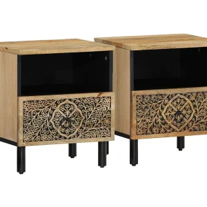 Jean-Didier Nachtkastjes 2 st 40x33x46 cm massief mangohout Jean-Didier Nachtkastjes 2 st 40x33x46 cm massief mangohout