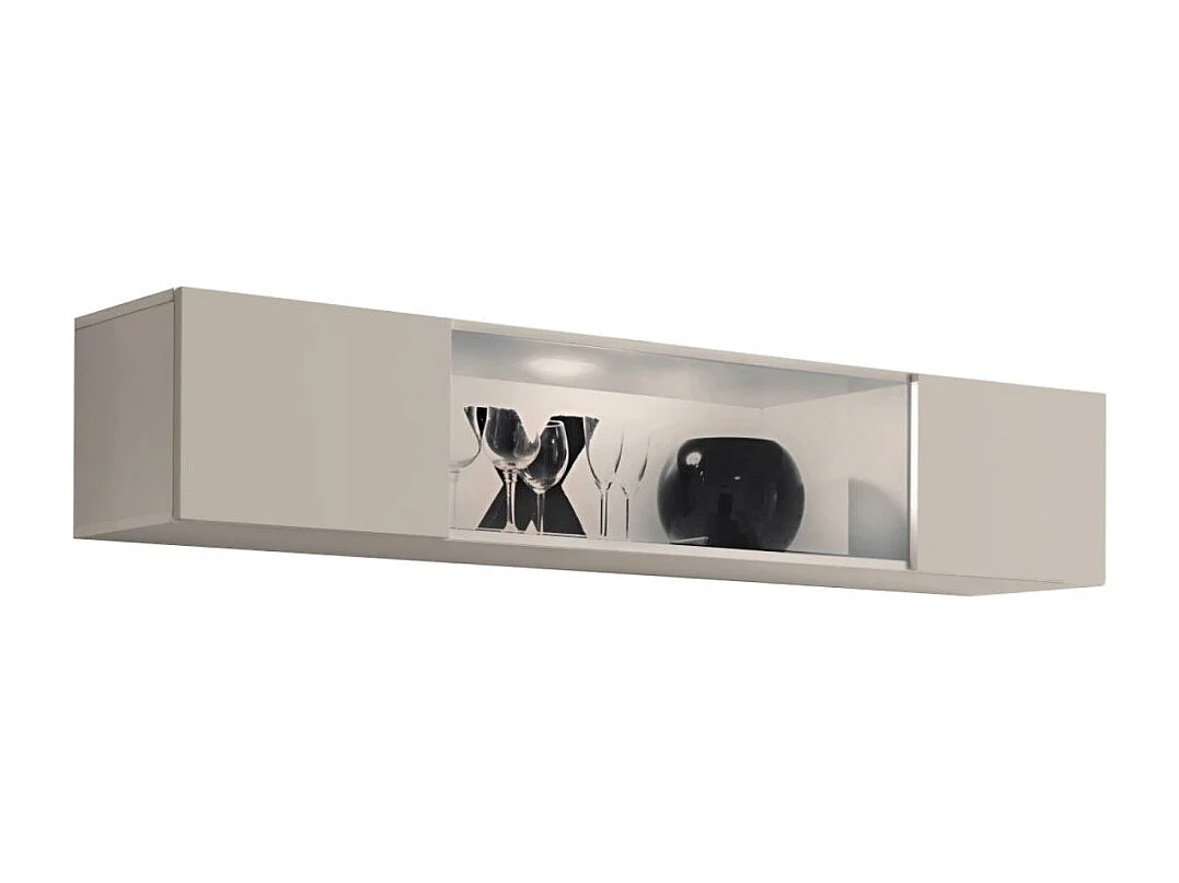 Horizontale vitrinekast FLY kasjmier - 1 deels glazen deur met LED