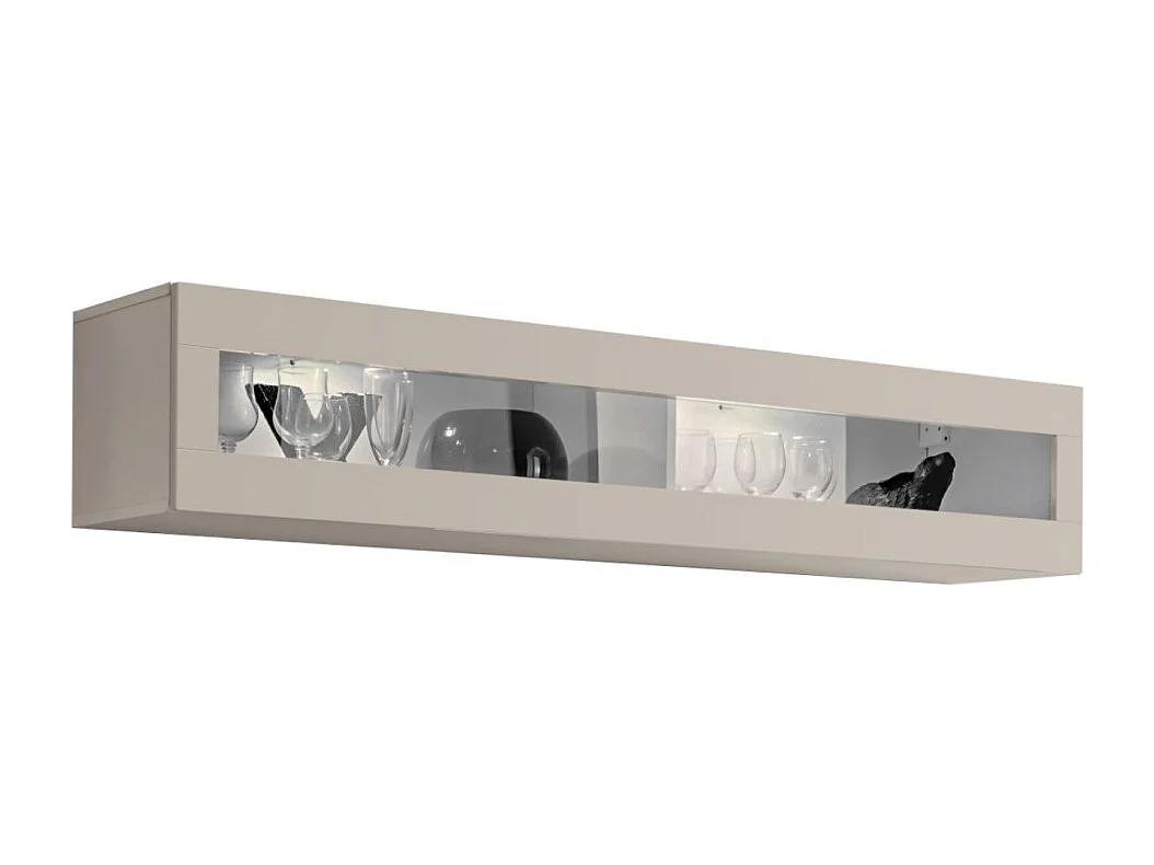 Horizontale vitrinekast FLY kasjmier – 1 glazen deur met LED