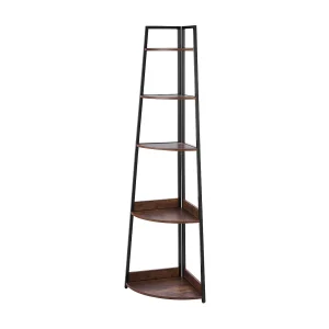 Hoekschap SucceBuy met 5 Niveaus, Hoekboekenkast, Hoogte 178 cm, Wandopbergmeubel met Metalen Frame en Houten Schappen Hoekschap SucceBuy met 5 Niveaus, Hoekboekenkast, Hoogte 178 cm, Wandopbergmeubel met Metalen Frame en Houten Schappen