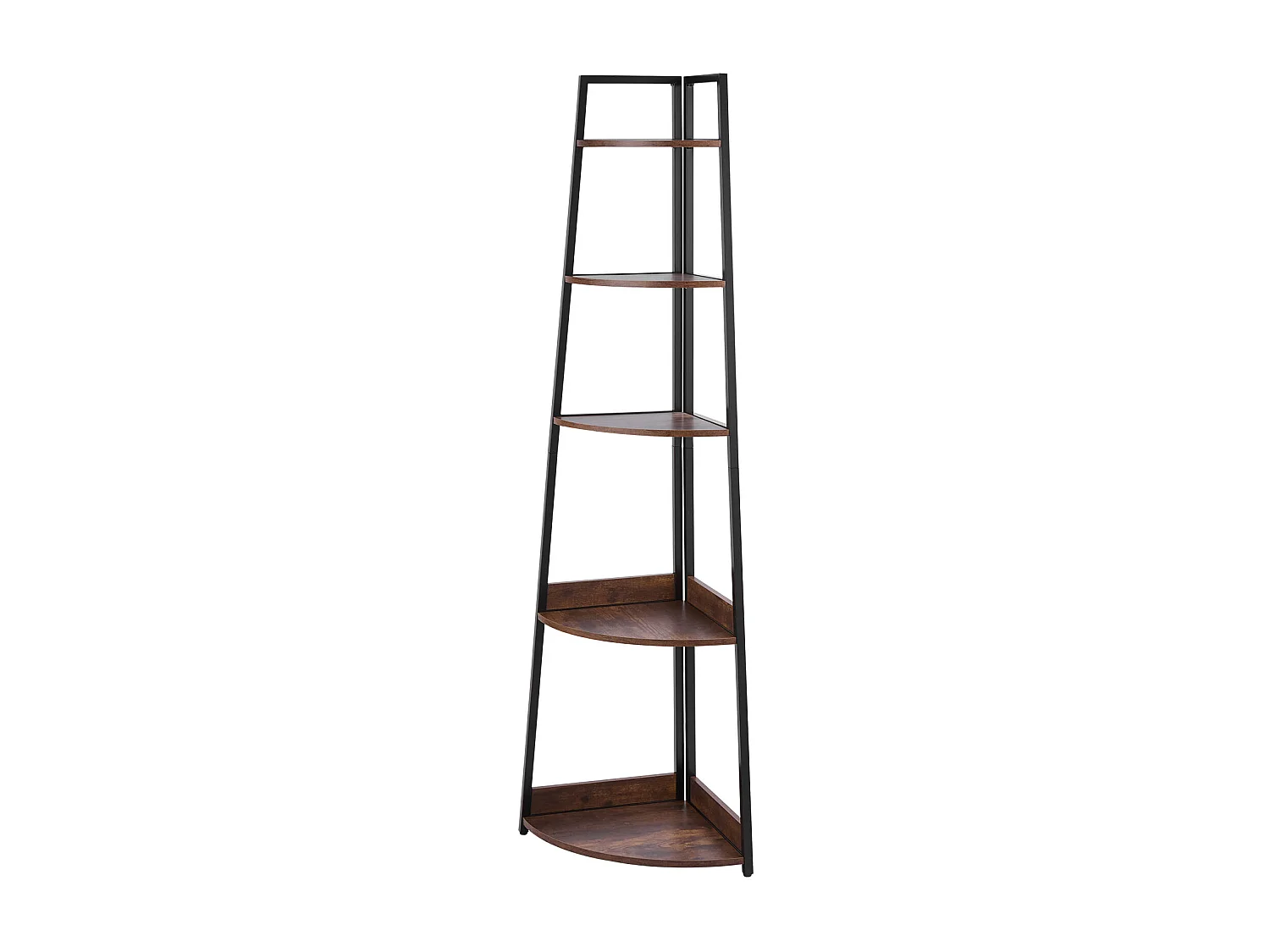 Hoekschap SucceBuy met 5 Niveaus, Hoekboekenkast, Hoogte 178 cm, Wandopbergmeubel met Metalen Frame en Houten Schappen