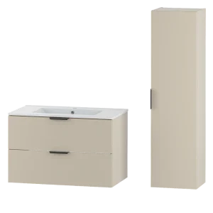 Kasjmier badkamerset 80 cm Kast met wastafel Kolom Pile Kasjmier badkamerset 80 cm Kast met wastafel Kolom Pile