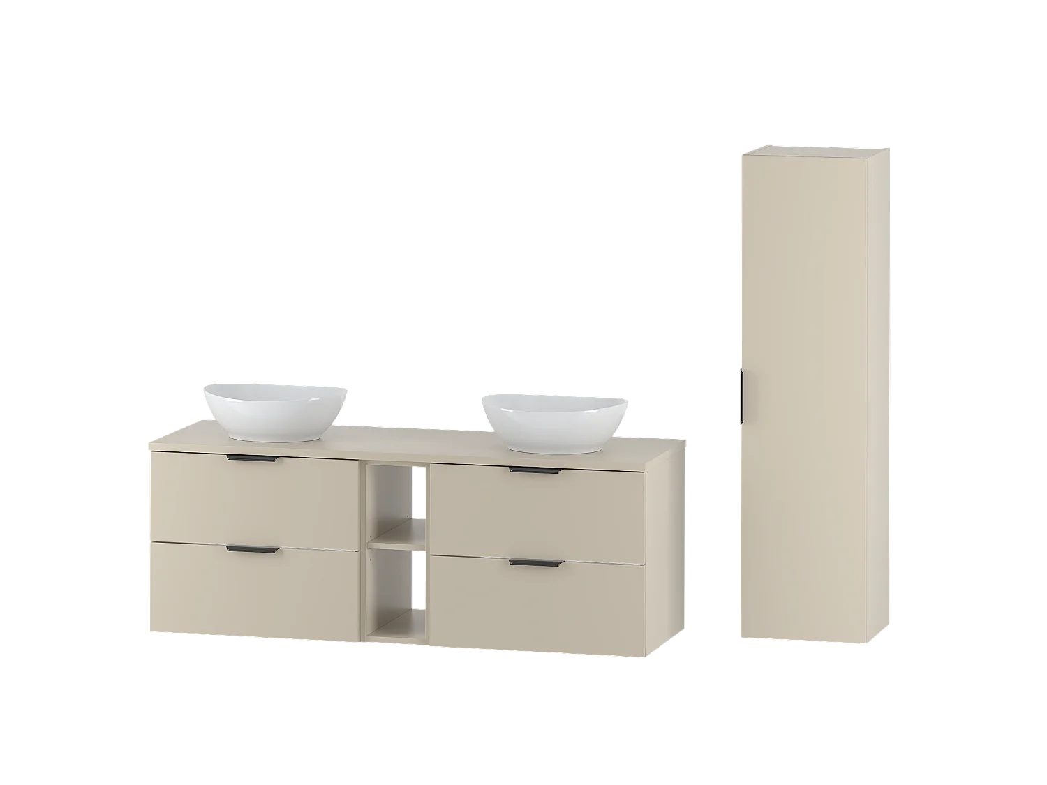 Kasjmier badkamerset 140 cm Kast Rek Wastafel Wastafelonderkast Pile