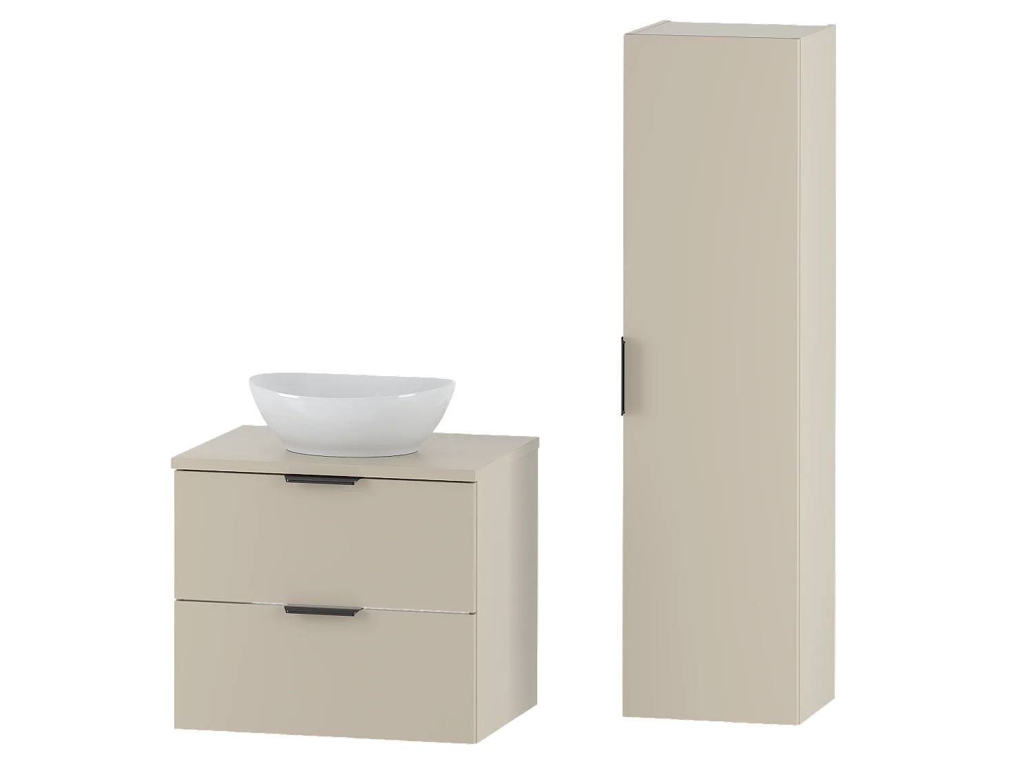 Kasjmier badkamerset 60 cm Kast met blad Wastafel Kolom Pile