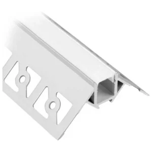 Kit profilé d'angle à niveler sur plaque de plâtre 2m avec revêtement satiné et 2 capuchons Kit profilé d'angle à niveler sur plaque de plâtre 2m avec revêtement satiné et 2 capuchons