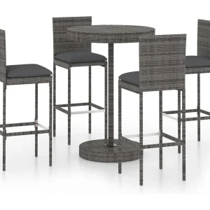 Ildir 5-delige Tuinbarset met kussens poly rattan grijs Ildir 5-delige Tuinbarset met kussens poly rattan grijs