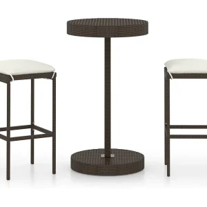Kaden Lee 3-delige Tuinbarset met kussens poly rattan bruin Kaden Lee 3-delige Tuinbarset met kussens poly rattan bruin