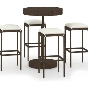 Kaden Lee 5-delige Tuinbarset met kussens poly rattan bruin Kaden Lee 5-delige Tuinbarset met kussens poly rattan bruin