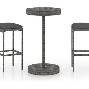 Kaden Lee 3-delige Tuinbarset met kussens poly rattan grijs Kaden Lee 3-delige Tuinbarset met kussens poly rattan grijs