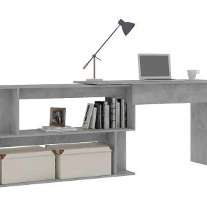 Jakobstad Hoekbureau 200x50x76 cm bewerkt hout betongrijs Jakobstad Hoekbureau 200x50x76 cm bewerkt hout betongrijs