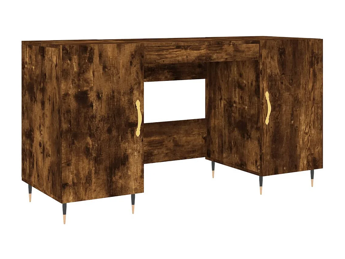 Kahina Bureau 140x50x75 cm bewerkt hout gerookt eikenkleurig