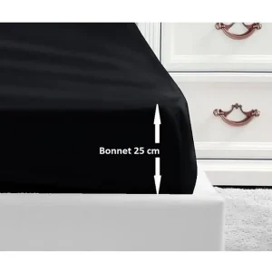 Hoeslaken van 100% katoen 180x200x25 cm – Zwart Hoeslaken van 100% katoen 180x200x25 cm – Zwart