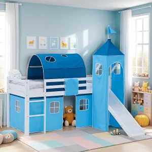 Hoogslaper voor Kinderen 90×200 cm Wit Blauw Hoogslaper voor Kinderen 90×200 cm Wit Blauw