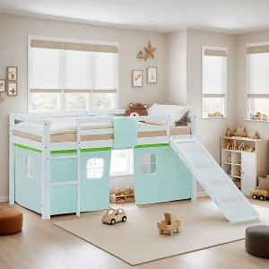 Hoogslaper voor Kinderen 90×200 cm Wit Groen Hoogslaper voor Kinderen 90×200 cm Wit Groen