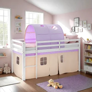 Kajuitbed 90×200 cm Paars Perzik Loft Stapelbed